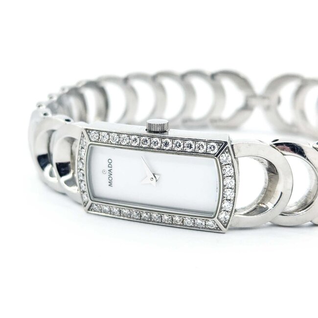 Watch Movado Rondiro 845H51411S .36ctw Round Diamonds 28x15 Stainless 7.25" Watch Only 225016601