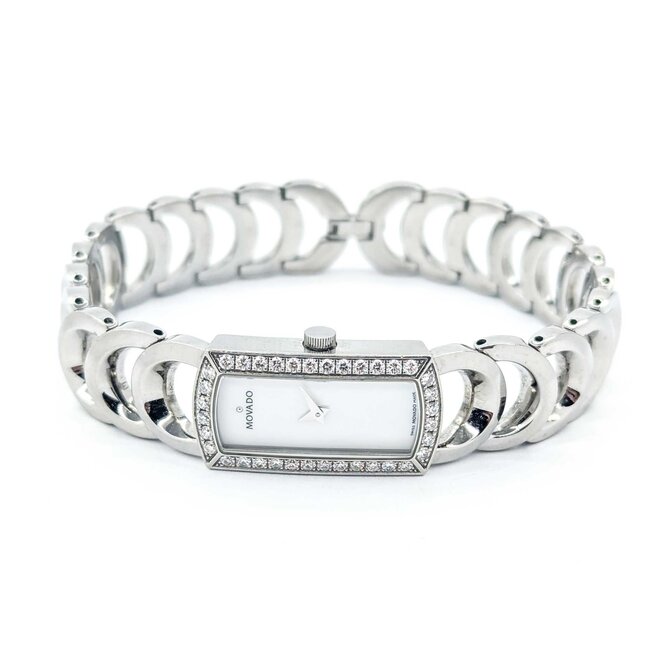 Watch Movado Rondiro 845H51411S .36ctw Round Diamonds 28x15 Stainless 7.25" Watch Only 225016601