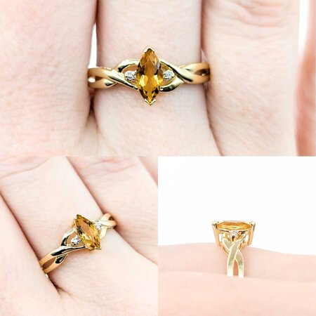Ring .01ctw Single Cut Diamonds .52ct Citrine 10ky sz9 225010160