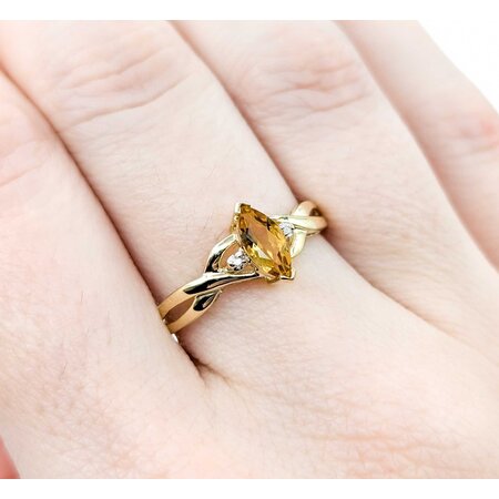 Ring .01ctw Single Cut Diamonds .52ct Citrine 10ky sz9 225010160