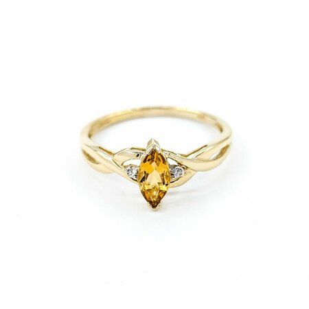 Ring .01ctw Single Cut Diamonds .52ct Citrine 10ky sz9 225010160