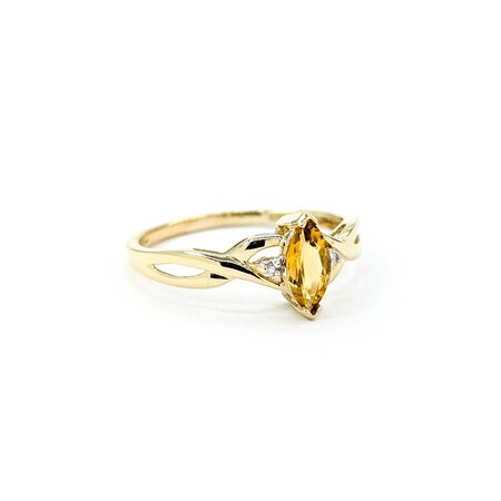 Ring .01ctw Single Cut Diamonds .52ct Citrine 10ky sz9 225010160