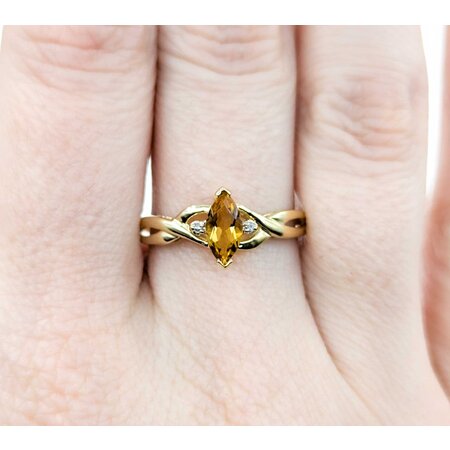 Ring .01ctw Single Cut Diamonds .52ct Citrine 10ky sz9 225010160