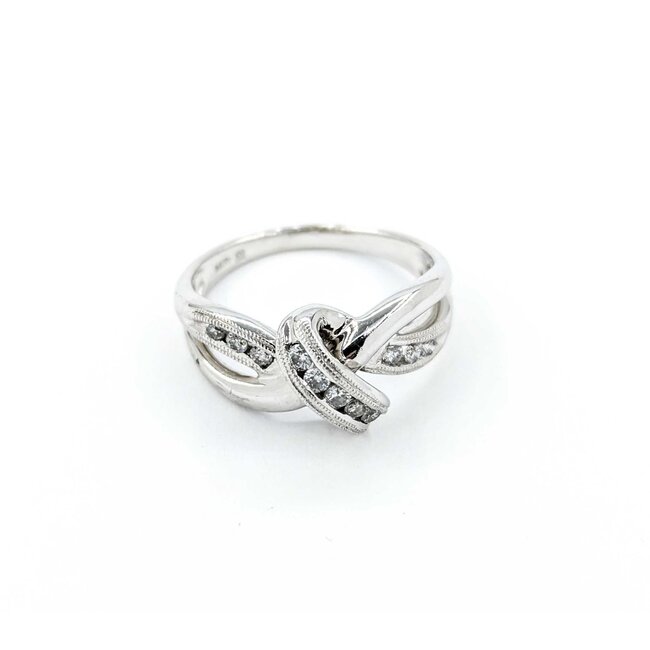 Ring Twist .25ctw Round Diamonds Milgrain 14kw sz7 225010006