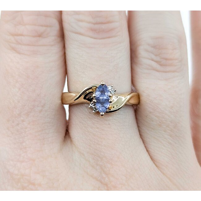 Ring .02ctw Single Cut Diamonds .45ct Tanzanite 10ky sz7.5 225010161