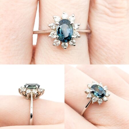 Ring Halo  .30ctw Round Diamonds 1.10ct GIA Australian Sapphire  14kw sz6.5 224040160