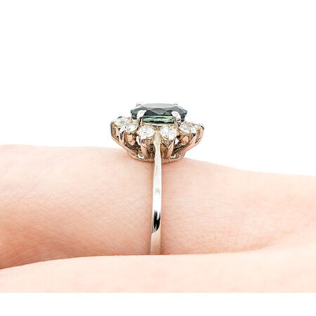 Ring Halo  .30ctw Round Diamonds 1.10ct GIA Australian Sapphire  14kw sz6.5 224040160