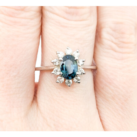 Ring Halo  .30ctw Round Diamonds 1.10ct GIA Australian Sapphire  14kw sz6.5 224040160