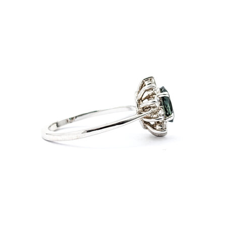 Ring Halo  .30ctw Round Diamonds 1.10ct GIA Australian Sapphire  14kw sz6.5 224040160