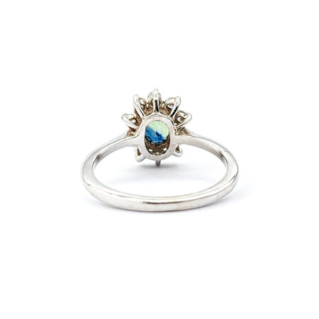 Ring Halo  .30ctw Round Diamonds 1.10ct GIA Australian Sapphire  14kw sz6.5 224040160