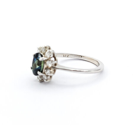 Ring Halo  .30ctw Round Diamonds 1.10ct GIA Australian Sapphire  14kw sz6.5 224040160