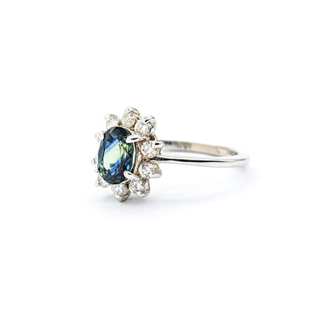 Ring Halo  .30ctw Round Diamonds 1.10ct GIA Australian Sapphire  14kw sz6.5 224040160