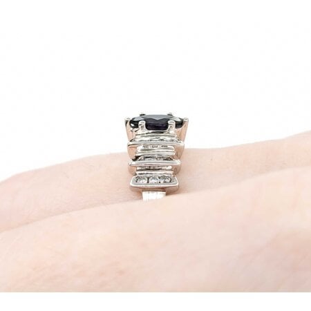 Ring .30ctw Round/Baguette Diamonds .78ct Sapphire 10kw sz9 225010165