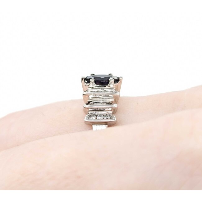 Ring .30ctw Round/Baguette Diamonds .78ct Sapphire 10kw sz9 225010165