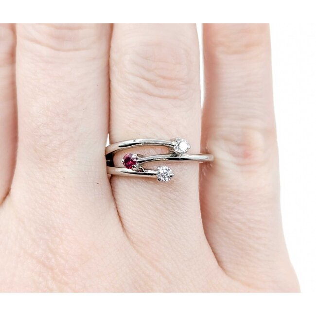 Ring Bypass .12ctw Round Diamonds .06ct Ruby 14kw sz6 225010172