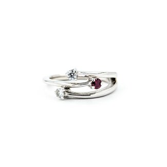 Ring Bypass .12ctw Round Diamonds .06ct Ruby 14kw sz6 225010172