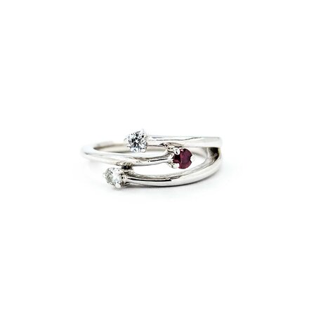 Ring Bypass .12ctw Round Diamonds .06ct Ruby 14kw sz6 225010172