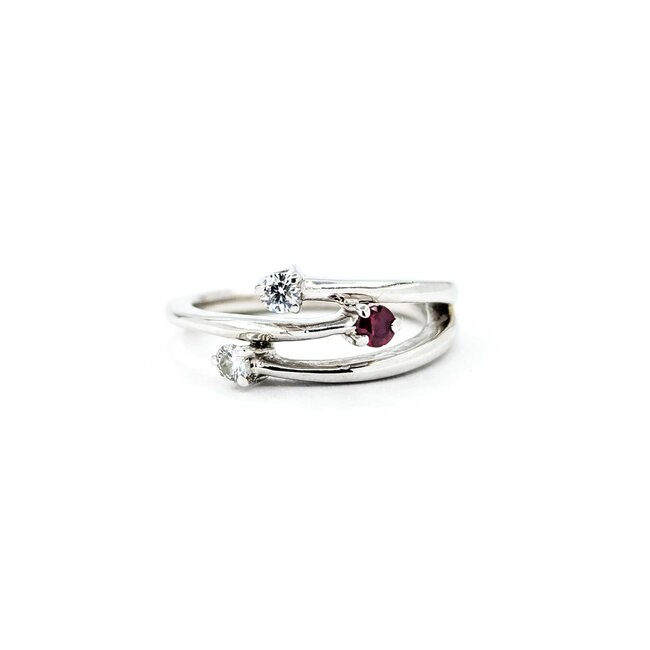 Ring Bypass .12ctw Round Diamonds .06ct Ruby 14kw sz6 225010172