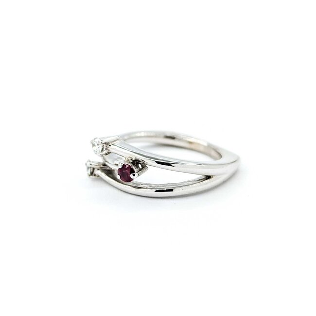 Ring Bypass .12ctw Round Diamonds .06ct Ruby 14kw sz6 225010172