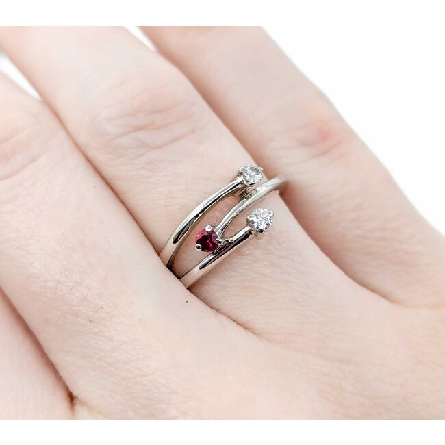 Ring Bypass .12ctw Round Diamonds .06ct Ruby 14kw sz6 225010172