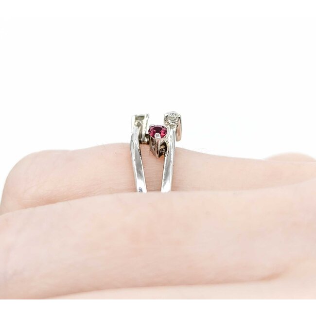Ring Bypass .12ctw Round Diamonds .06ct Ruby 14kw sz6 225010172