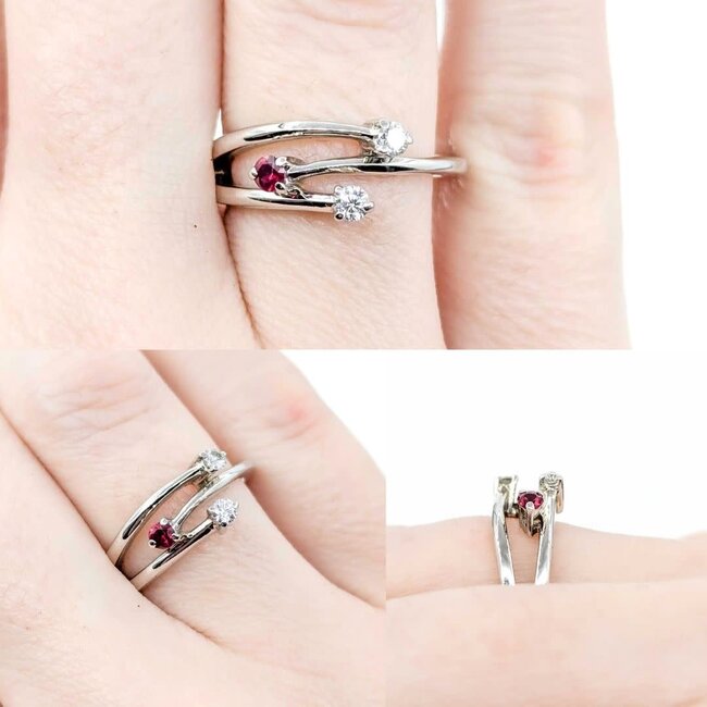 Ring Bypass .12ctw Round Diamonds .06ct Ruby 14kw sz6 225010172