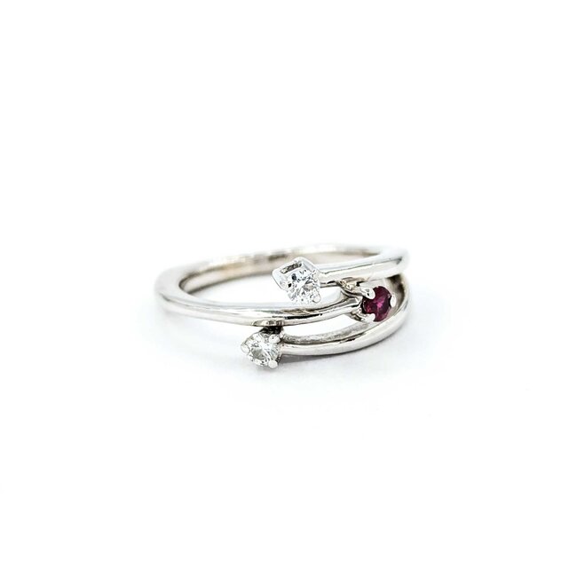 Ring Bypass .12ctw Round Diamonds .06ct Ruby 14kw sz6 225010172