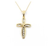  Pendant Cross W/Chain .33ctw Baguettes Diamonds 28x14.5mm 10ky 18" 225011006