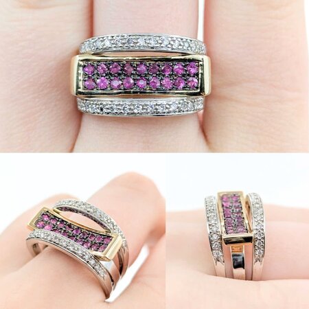 Ring .30ctw Round Diamonds .36ctw Ruby 14ktt sz13.1 225010182