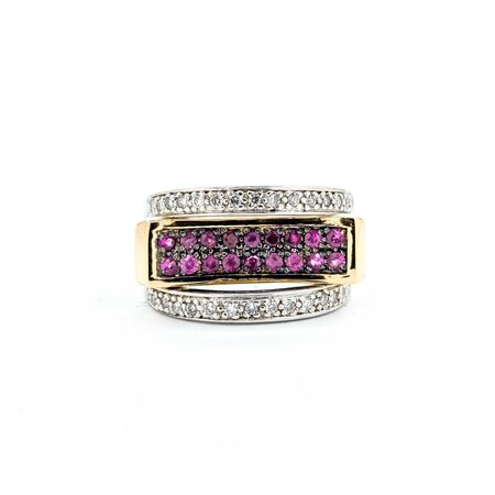 Ring .30ctw Round Diamonds .36ctw Ruby 14ktt sz13.1 225010182