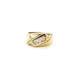  Ring 3 Stone .30ctw Round Diamonds 11mm 14ky sz10.5 225010024