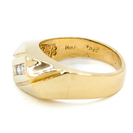 Ring 3 Stone .30ctw Round Diamonds 11mm 14ky sz10.5 225010024