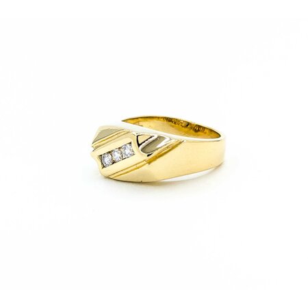 Ring 3 Stone .30ctw Round Diamonds 11mm 14ky sz10.5 225010024