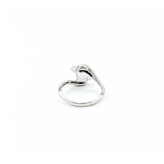 Ring .02ctw Single Cut Diamonds 6.5mm Akoya Pearl 14kw sz7.5 225010178