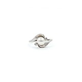  Ring .02ctw Single Cut Diamonds 6.5mm Akoya Pearl 14kw sz7.5 225010178
