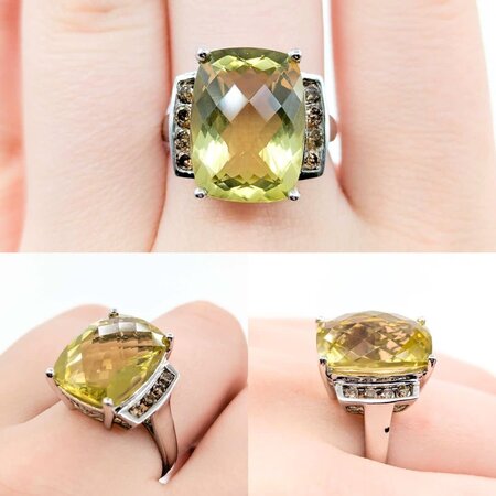 Ring Scroll .32ctw Round Diamonds 9.5ct Quartz 10kw sz7 225010174