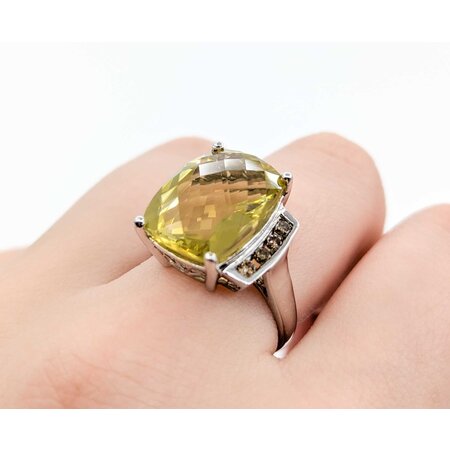 Ring Scroll .32ctw Round Diamonds 9.5ct Quartz 10kw sz7 225010174