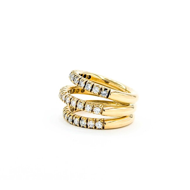 Ring 3 Row 1.50ctw Round Diamonds 15.5mm 18ky sz6.5 225010023