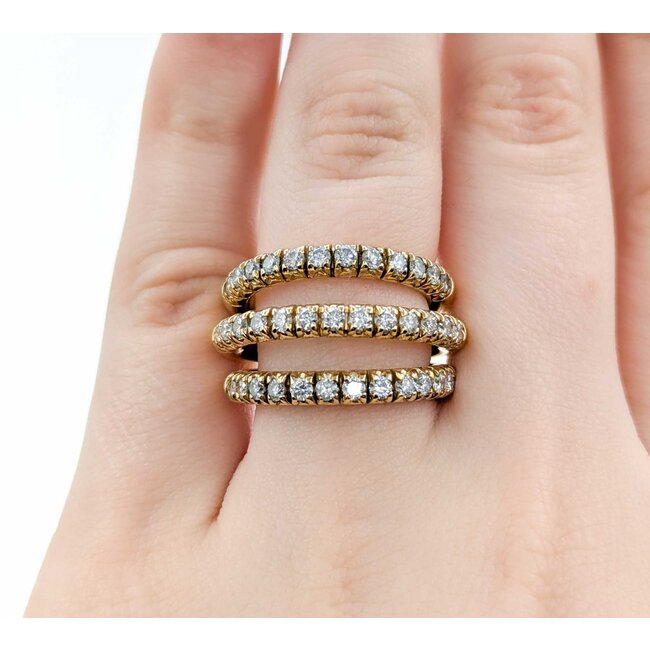 Ring 3 Row 1.50ctw Round Diamonds 15.5mm 18ky sz6.5 225010023