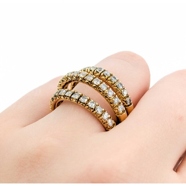 Ring 3 Row 1.50ctw Round Diamonds 15.5mm 18ky sz6.5 225010023