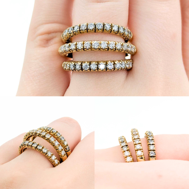 Ring 3 Row 1.50ctw Round Diamonds 15.5mm 18ky sz6.5 225010023