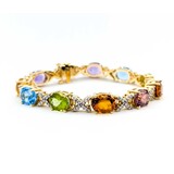 Bracelet 1.32ctw Round Diamonds 27.5ctw Multiple Gemstones 14ky 7.5" 8mm 225023251