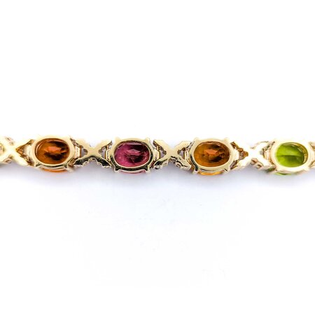 Bracelet 1.32ctw Round Diamonds 27.5ctw Multiple Gemstones 14ky 7.5" 8mm 225023251
