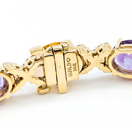 Bracelet 1.32ctw Round Diamonds 27.5ctw Multiple Gemstones 14ky 7.5" 8mm 225023251