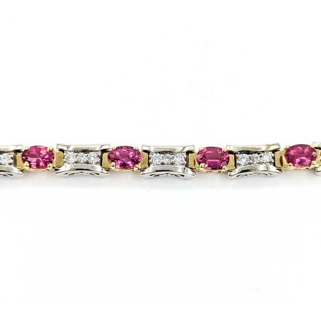 Bracelet .90ctw Round Diamonds 8.10ctw Pink Tourmaline 14ktt 7.25" 7mm 225023252