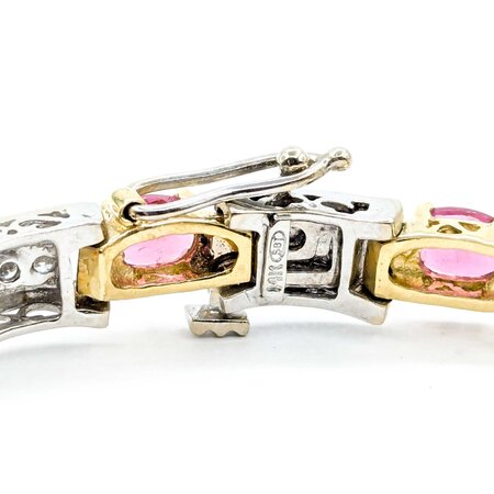 Bracelet .90ctw Round Diamonds 8.10ctw Pink Tourmaline 14ktt 7.25" 7mm 225023252