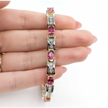 Bracelet .90ctw Round Diamonds 8.10ctw Pink Tourmaline 14ktt 7.25" 7mm 225023252