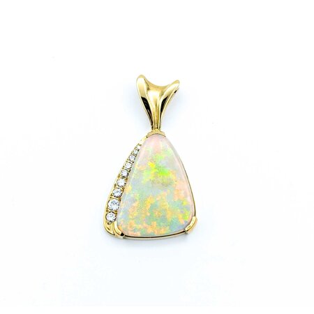 Pendant Freeform .42ctw Round Diamonds 24x18.5mm Opal 40x22mm 18ky " 225011263
