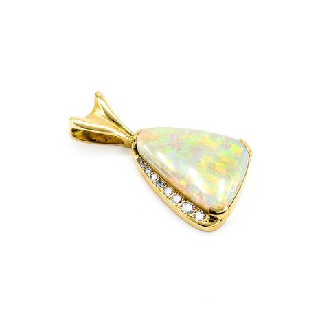 Pendant Freeform .42ctw Round Diamonds 24x18.5mm Opal 40x22mm 18ky " 225011263