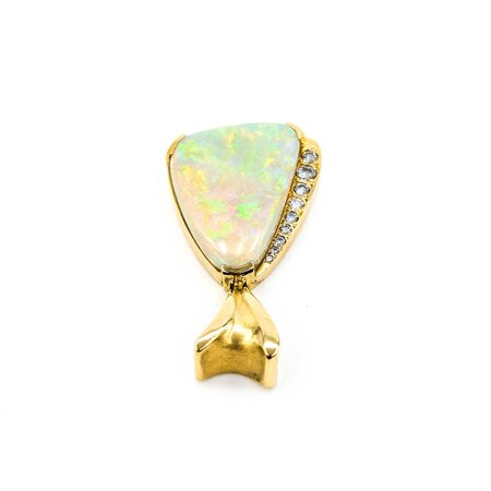 Pendant Freeform .42ctw Round Diamonds 24x18.5mm Opal 40x22mm 18ky " 225011263
